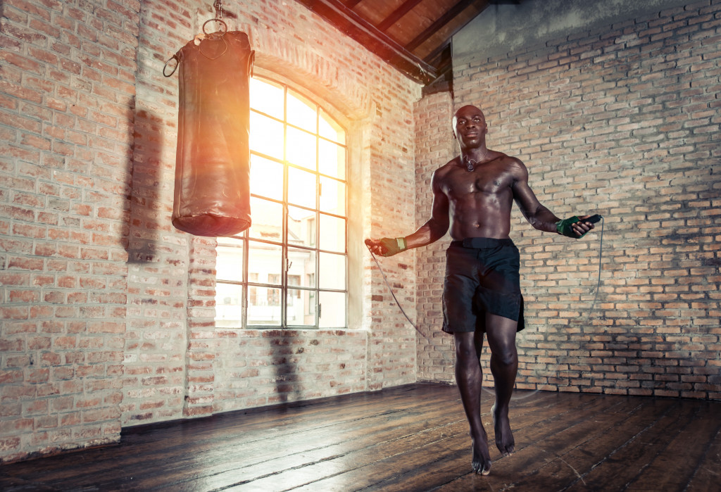 man in his home gym