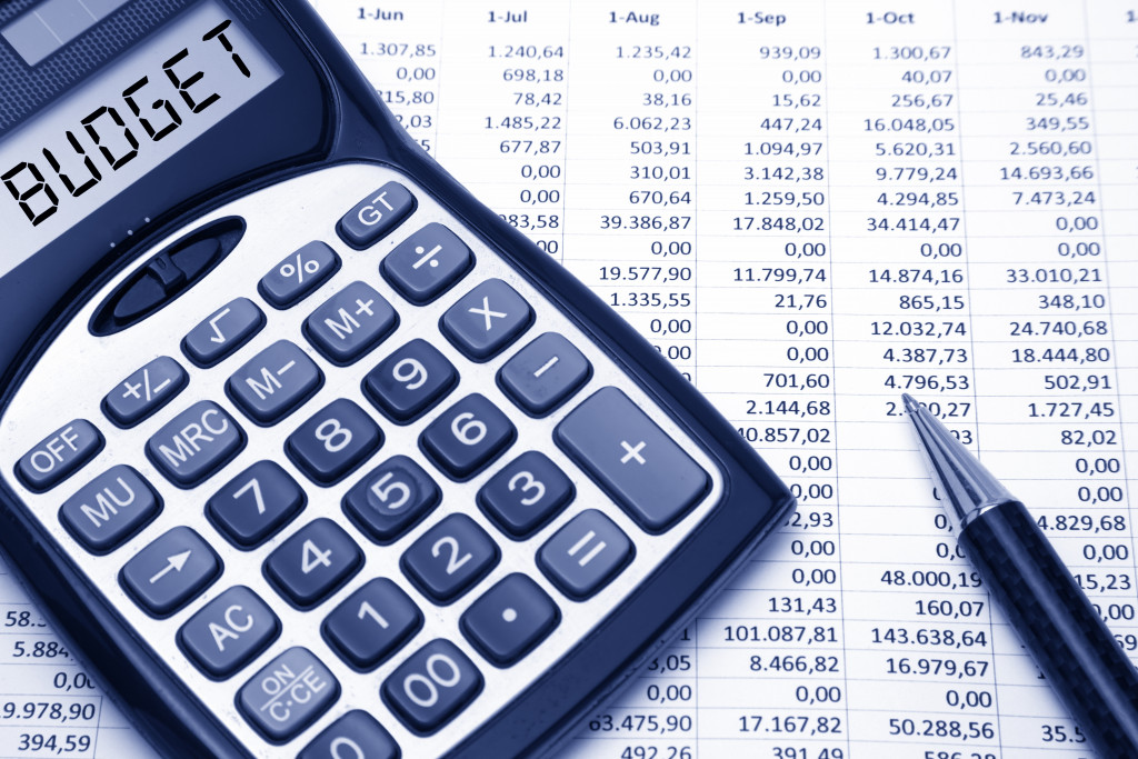 budget word on calculator and financial data