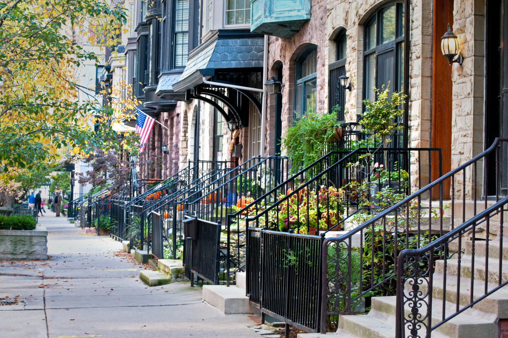 Image of a walkway in a neighborhood