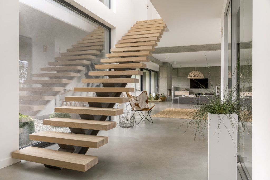minimalist home interior with staircase