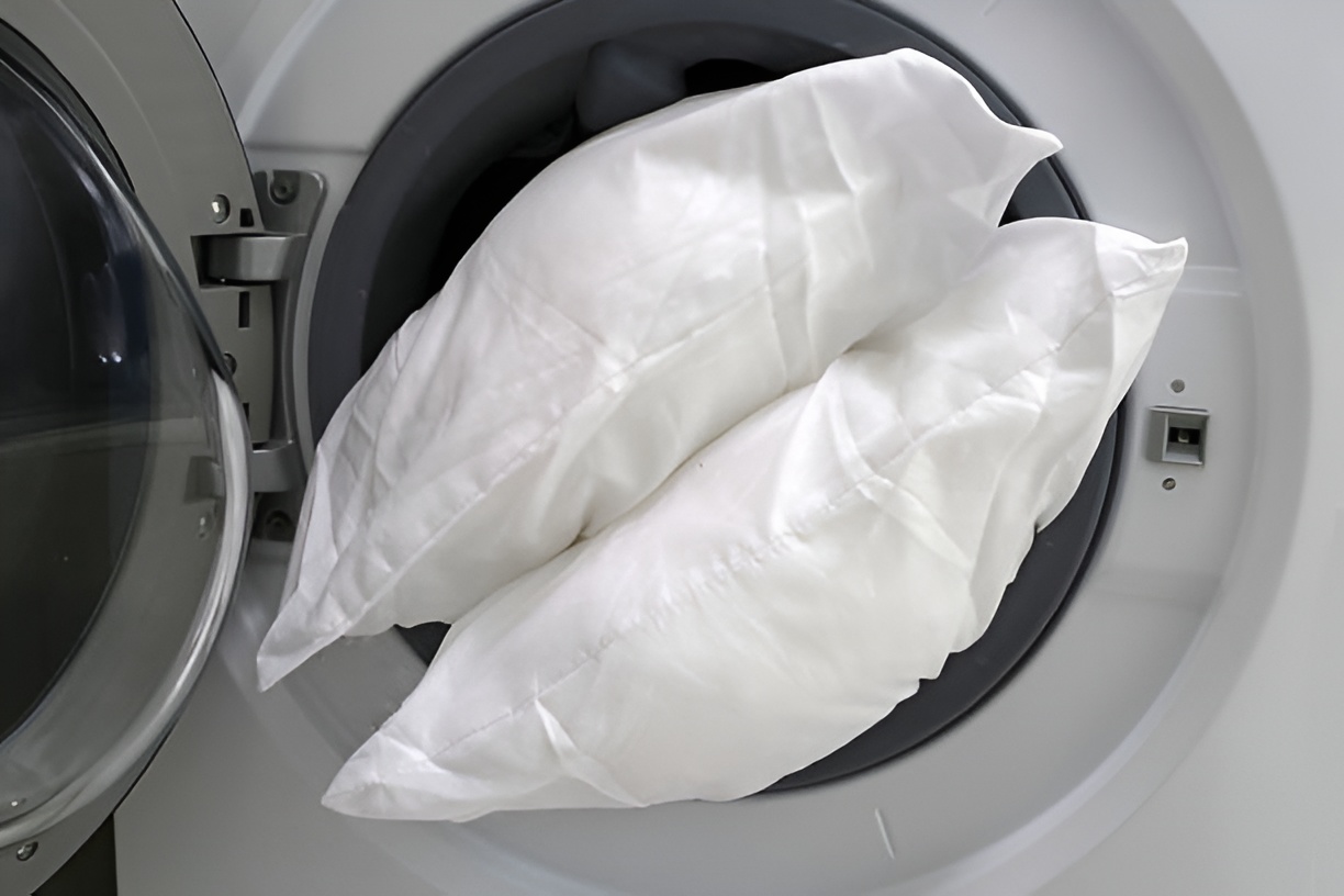 pillows in a washing machine
